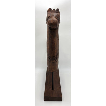 Tall Rustic Scandinavian Nordic Style Carved Solid Wood Folk Art Horse Sculpture, alternate product view 6