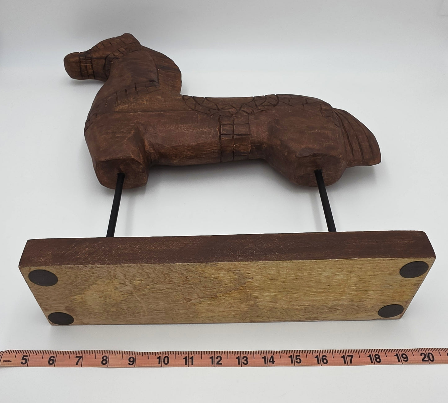 Tall Rustic Scandinavian Nordic Style Carved Solid Wood Folk Art Horse Sculpture, alternate product view 9