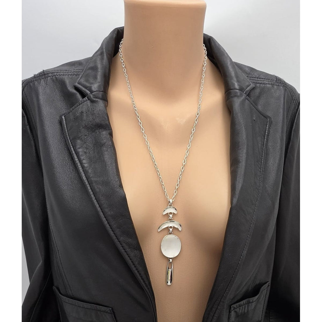 Vintage RLM Robert Lee Morris Sterling Modernist Articulated Pendant Necklace, alternate product view 2