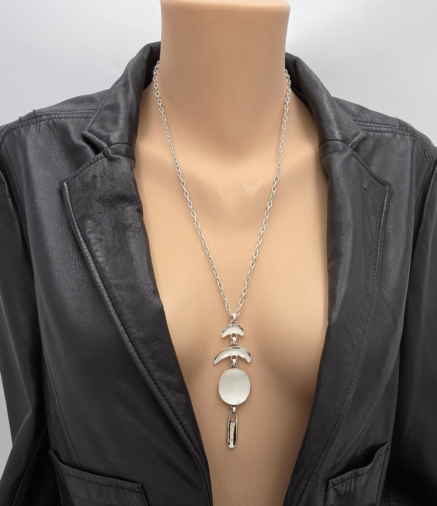Vintage RLM Robert Lee Morris Sterling Modernist Articulated Pendant Necklace, alternate product view 2