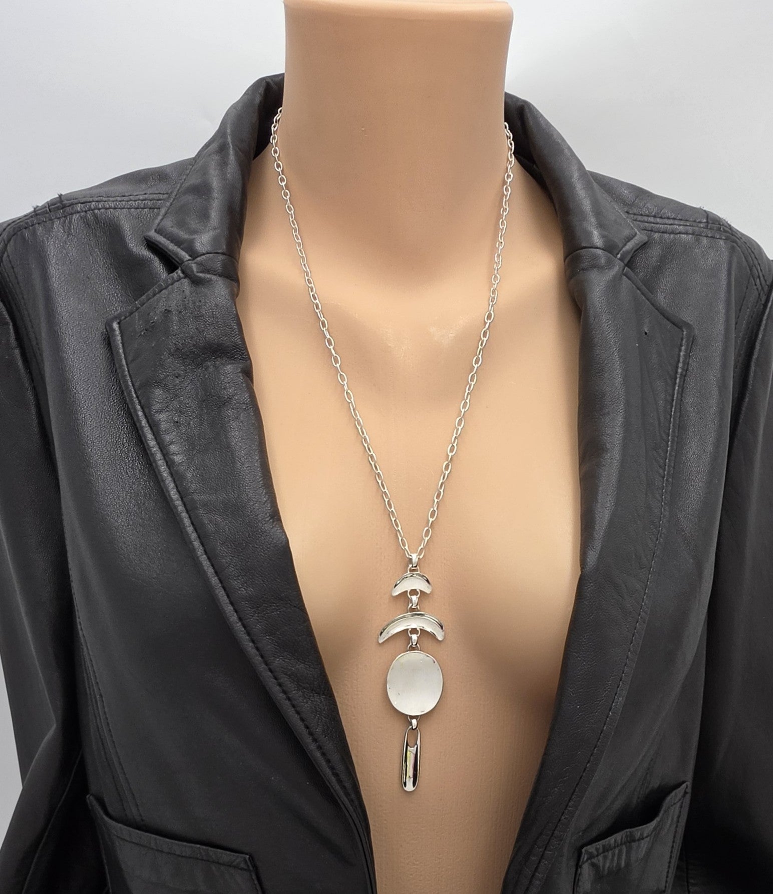 Vintage RLM Robert Lee Morris Sterling Modernist Articulated Pendant Necklace, alternate product view 2