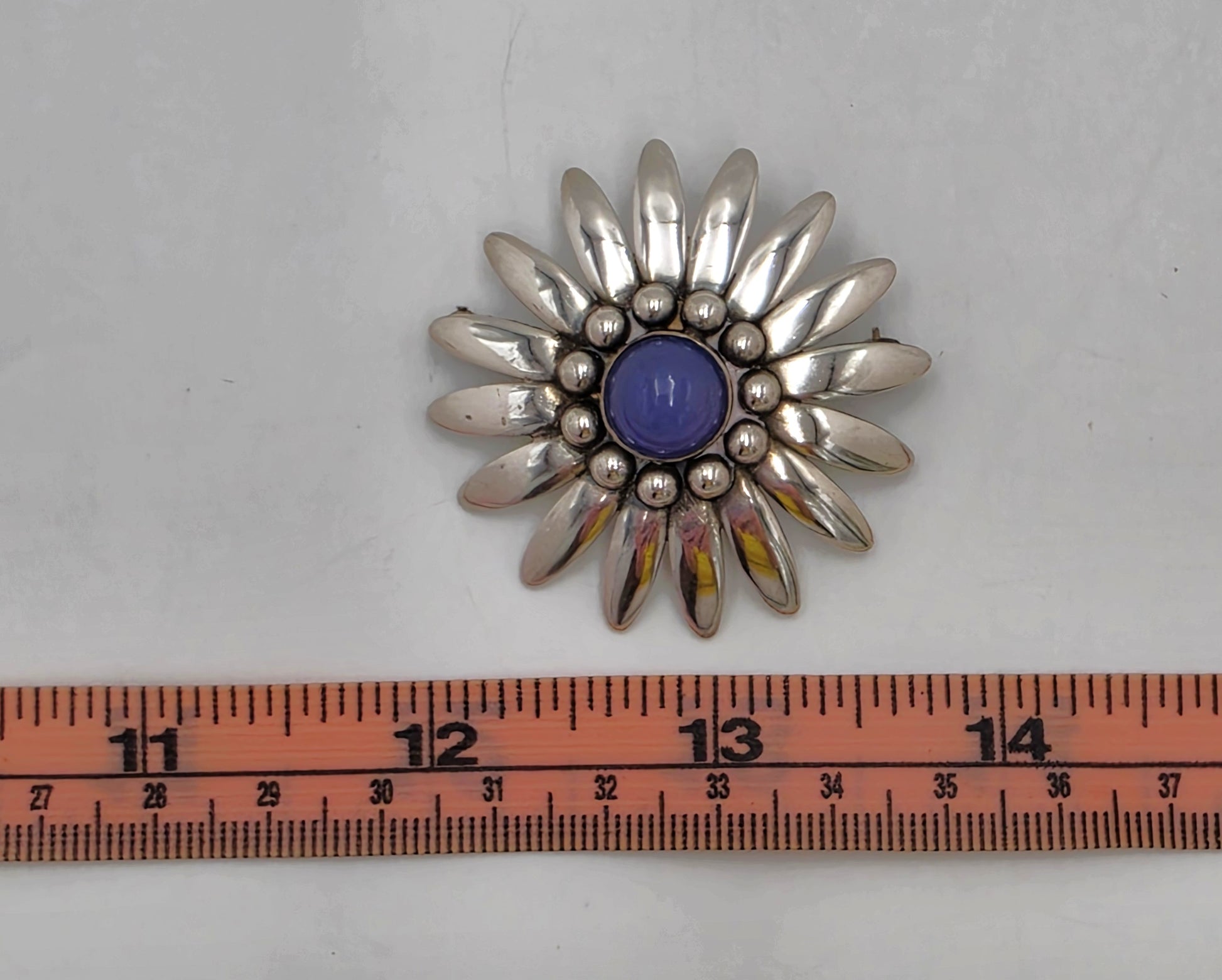 Rare Bjorklund Brdr.B Denmark Sterling Chalcedony 3D Flower Brooch C. 1960s, alternate product view 8