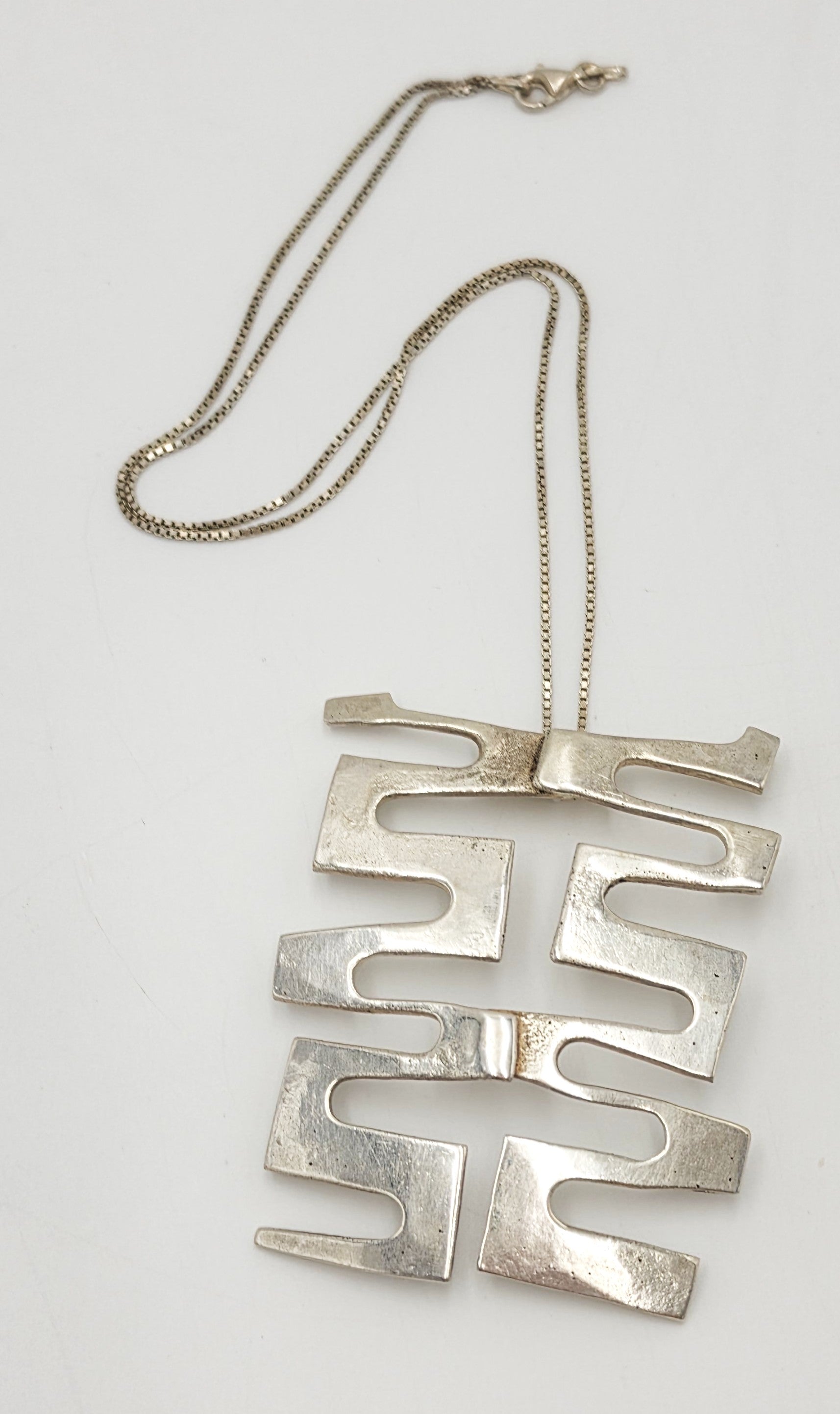 Vintage Sterling Abstract Geometric Modernist Hefty Bold Statement Necklace, alternate product view 3