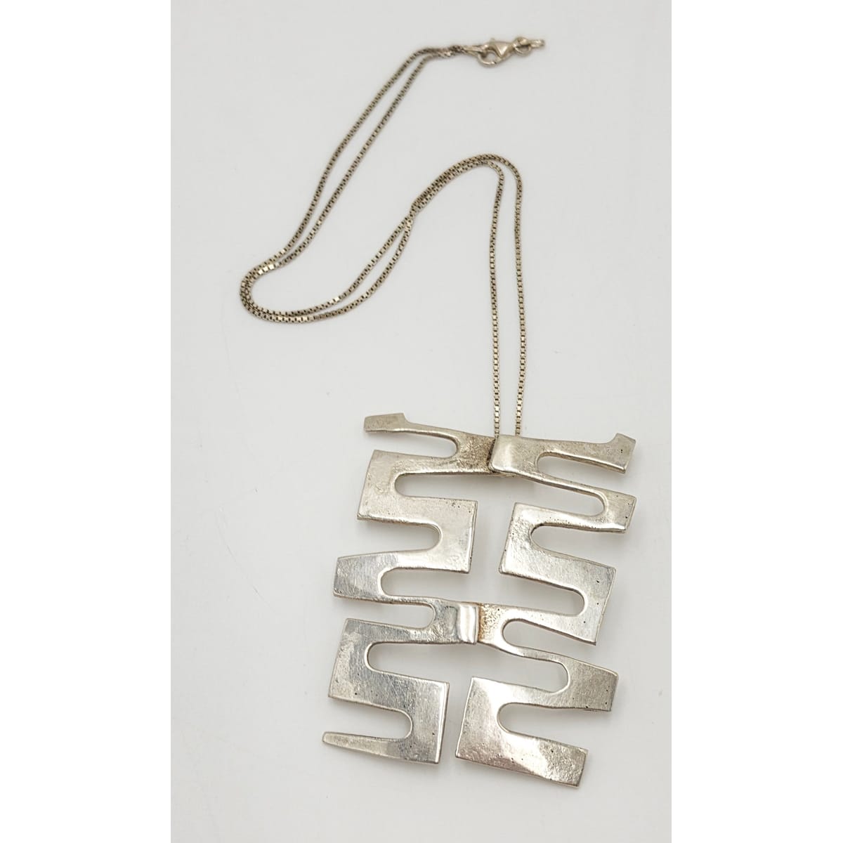 Vintage Sterling Abstract Geometric Modernist Hefty Bold Statement Necklace, alternate product view 3