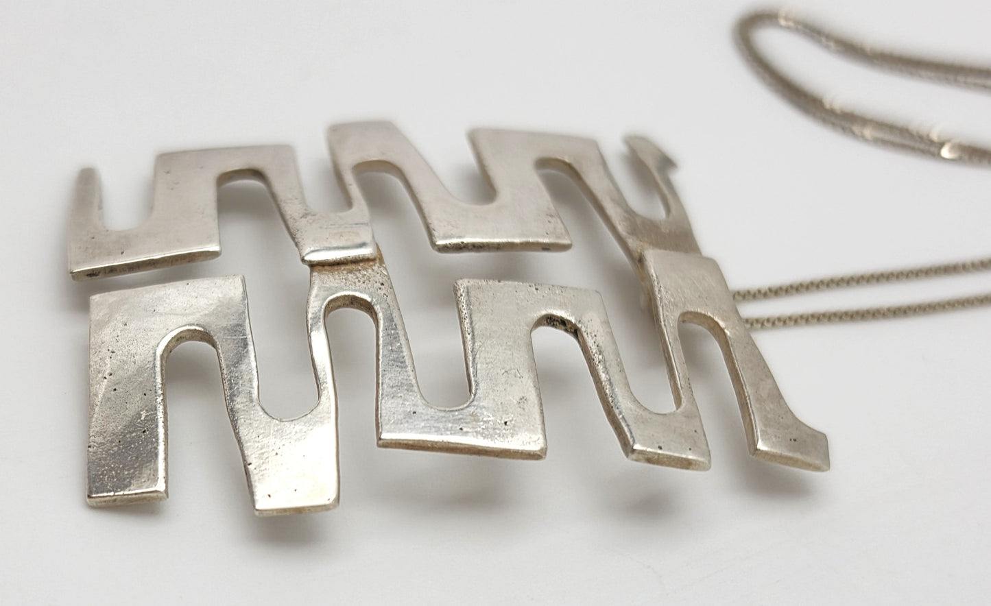Vintage Sterling Abstract Geometric Modernist Hefty Bold Statement Necklace, alternate product view 4