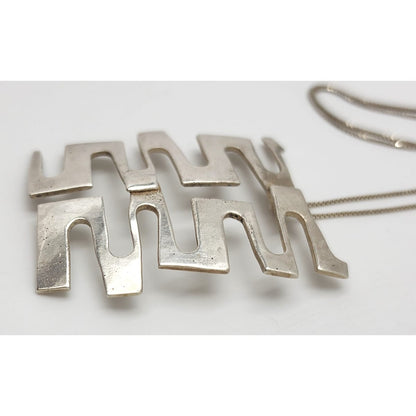Vintage Sterling Abstract Geometric Modernist Hefty Bold Statement Necklace, alternate product view 4