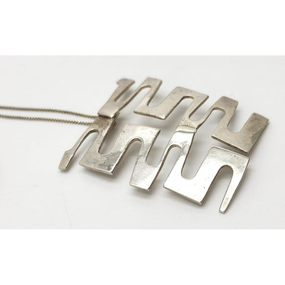 Vintage Sterling Abstract Geometric Modernist Hefty Bold Statement Necklace, alternate product view 5