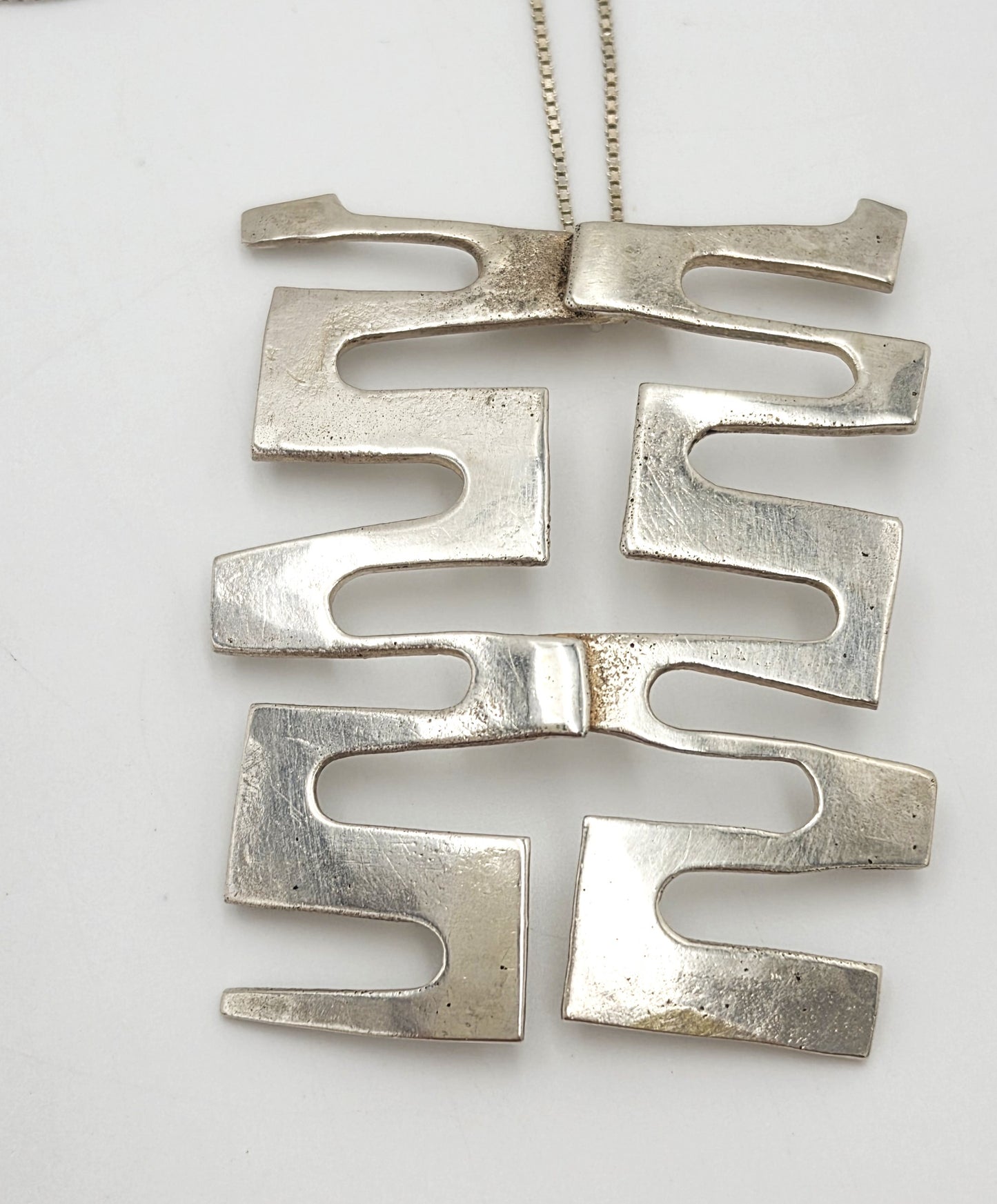Vintage Sterling Abstract Geometric Modernist Hefty Bold Statement Necklace