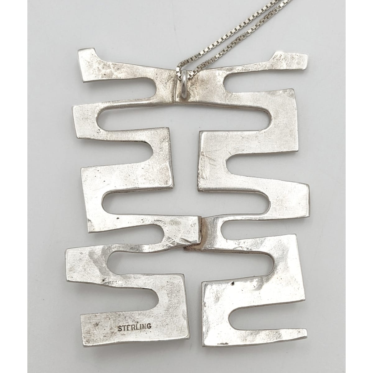 Vintage Sterling Abstract Geometric Modernist Hefty Bold Statement Necklace, alternate product view 6