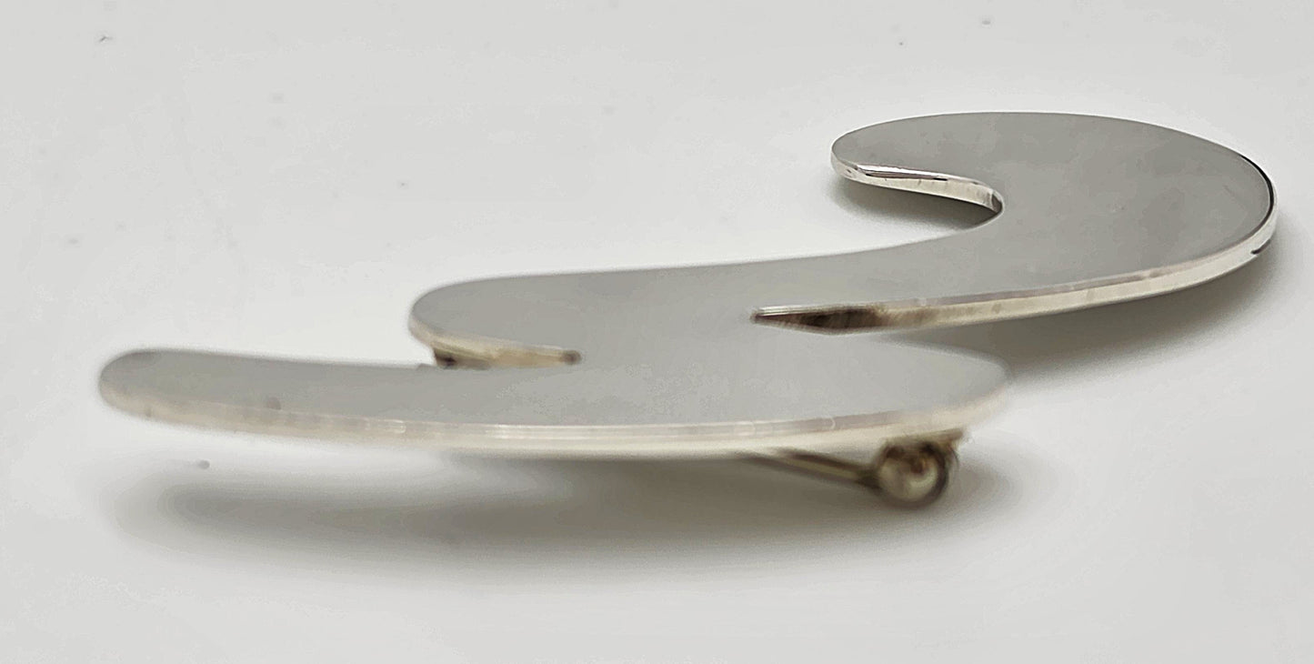 Superb Alicia Taxco 950 Sterling Modernist Large Statement Brooch Circa 1980s, alternate product view 4