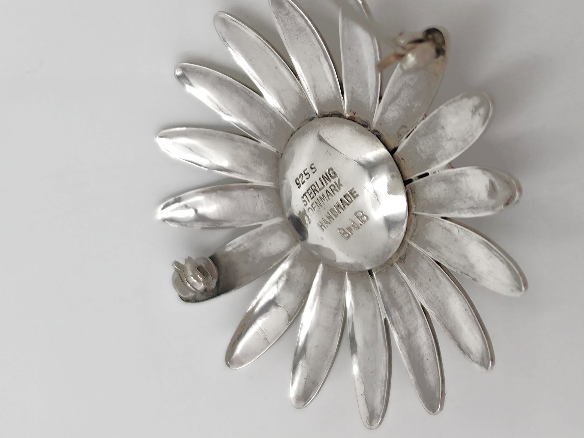 Rare Bjorklund Brdr.B Denmark Sterling Chalcedony 3D Flower Brooch C. 1960s, alternate product view 5