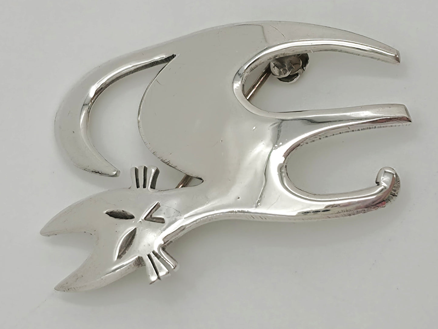 Ra & La Rasmussen Lassen Denmark Retro Modernist Sterling Cat Brooch C. 1960's