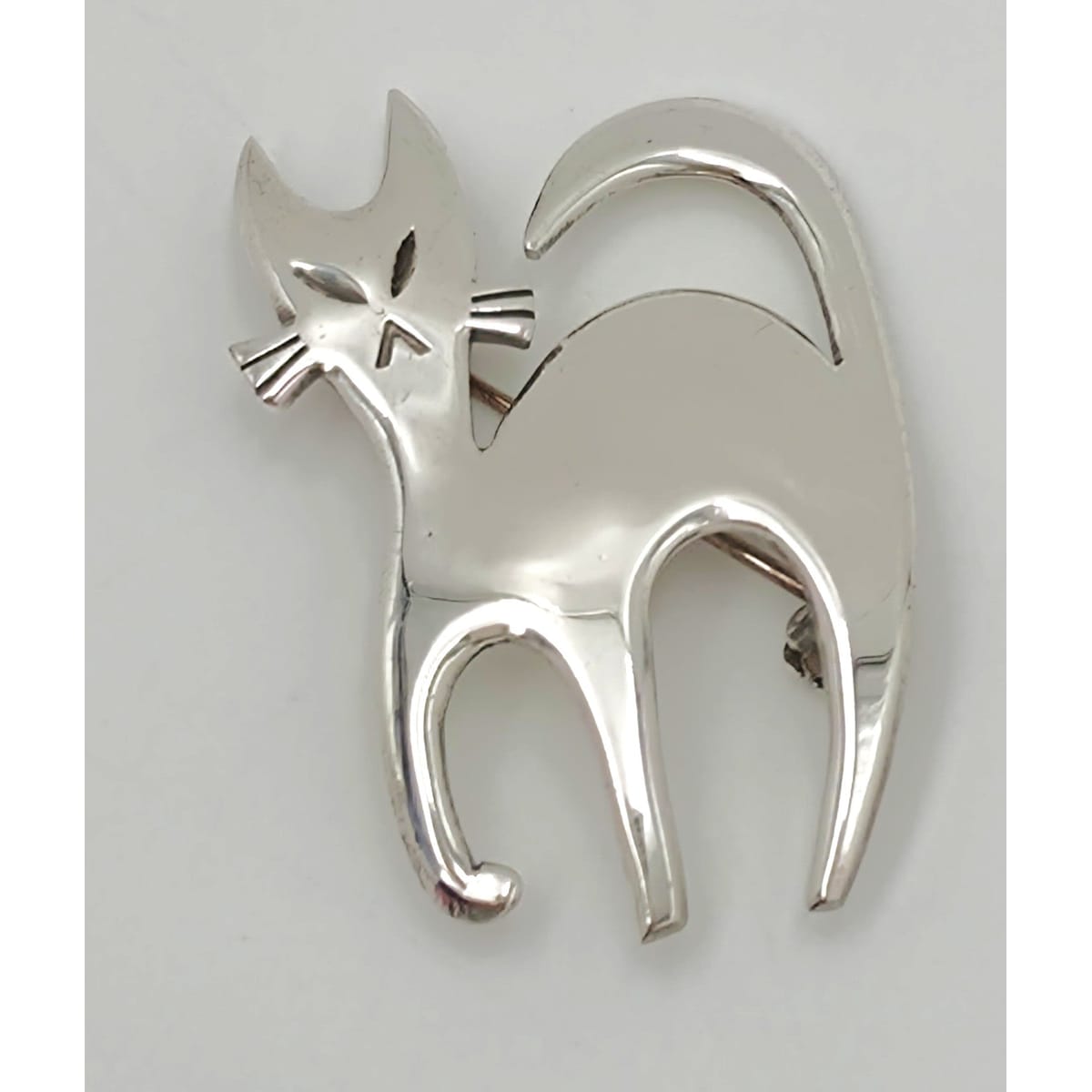 Ra &amp; La Rasmussen Lassen Denmark Retro Modernist Sterling Cat Brooch C. 1960&