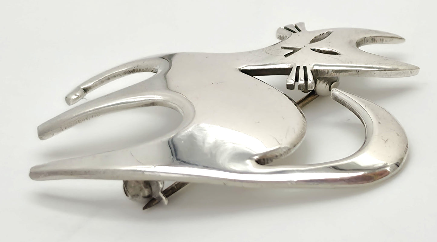 Ra & La Rasmussen Lassen Denmark Retro Modernist Sterling Cat Brooch C. 1960's