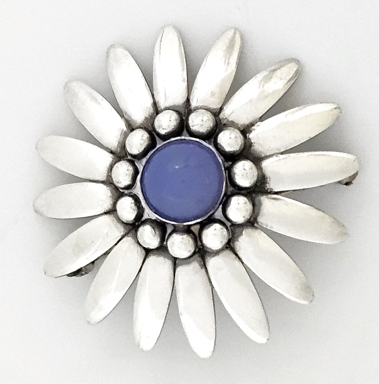 Rare Bjorklund Brdr.B Denmark Sterling Chalcedony 3D Flower Brooch C. 1960s, alternate product view 6