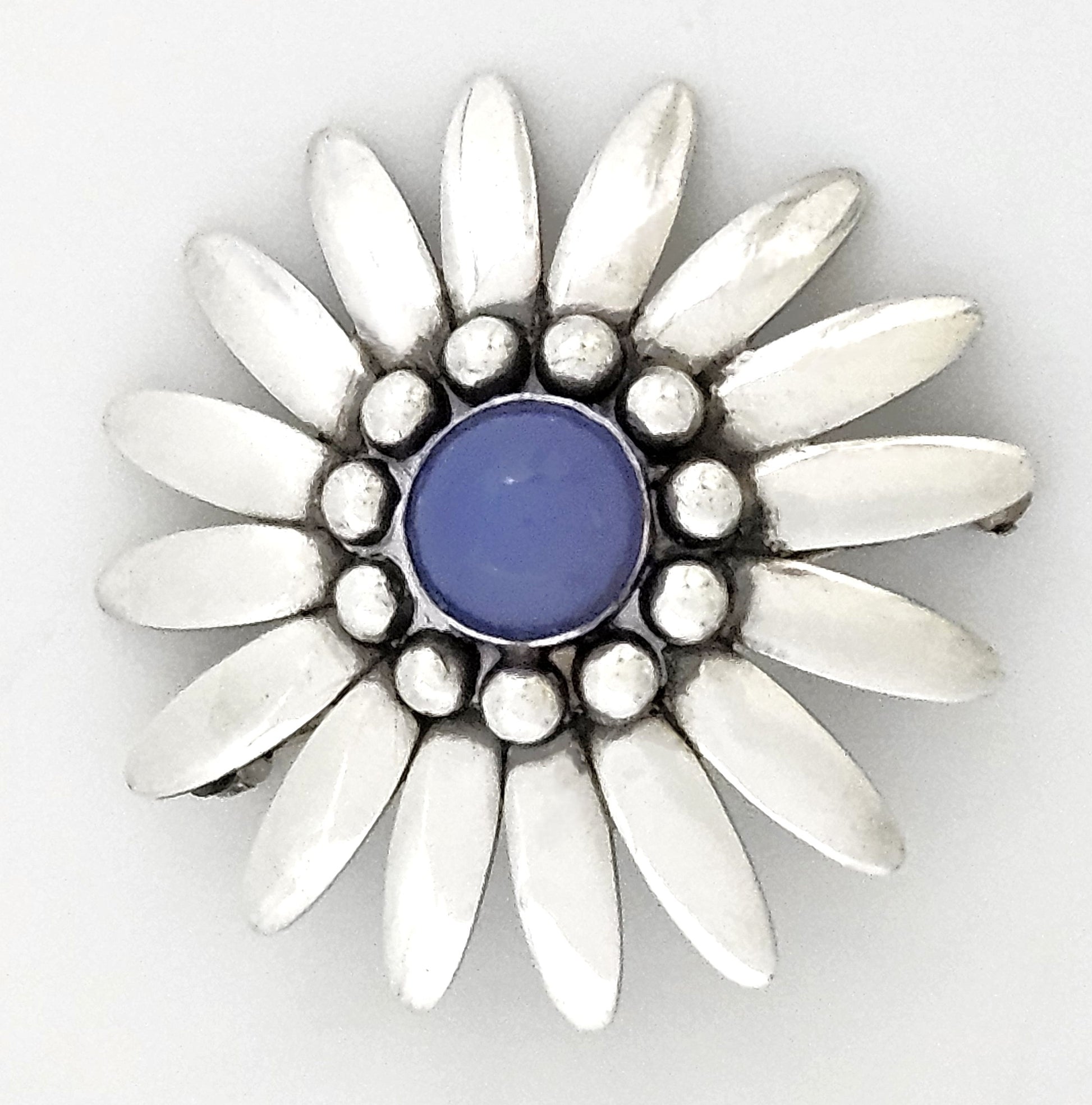 Rare Bjorklund Brdr.B Denmark Sterling Chalcedony 3D Flower Brooch C. 1960s, alternate product view 6