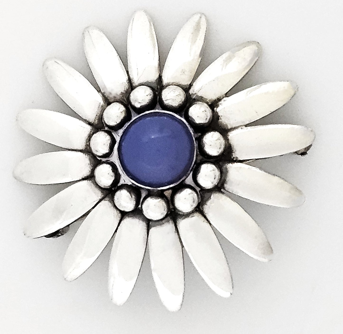 Rare Bjorklund Brdr.B Denmark Sterling Chalcedony 3D Flower Brooch C. 1960s