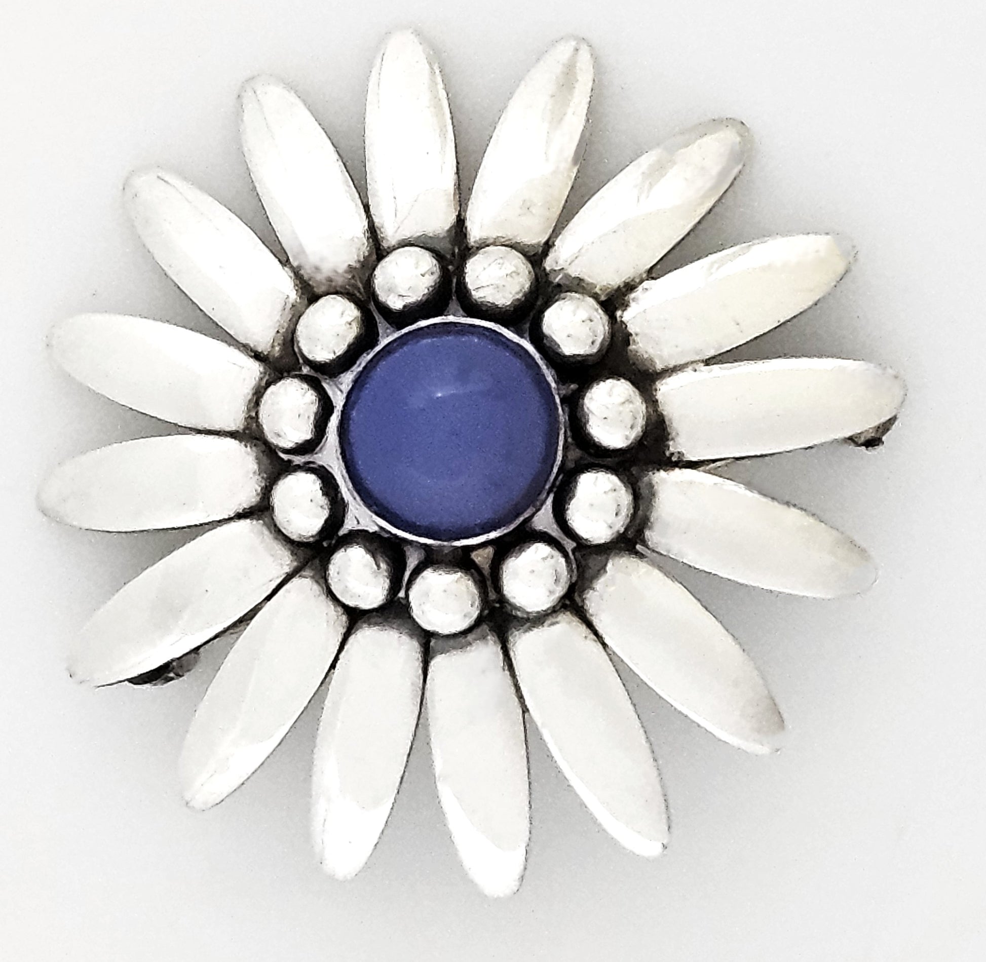 Rare Bjorklund Brdr.B Denmark Sterling Chalcedony 3D Flower Brooch C. 1960s