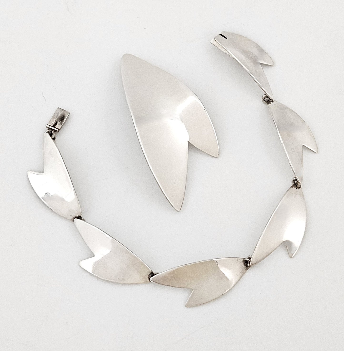 Arne Johansen Denmark Abstract Modernist Sterling Bracelet Brooch Set 1960s