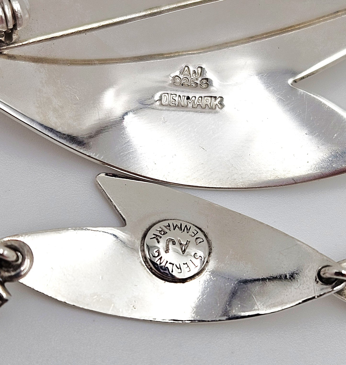Arne Johansen Denmark Abstract Modernist Sterling Bracelet Brooch Set 1960s, alternate product view 5