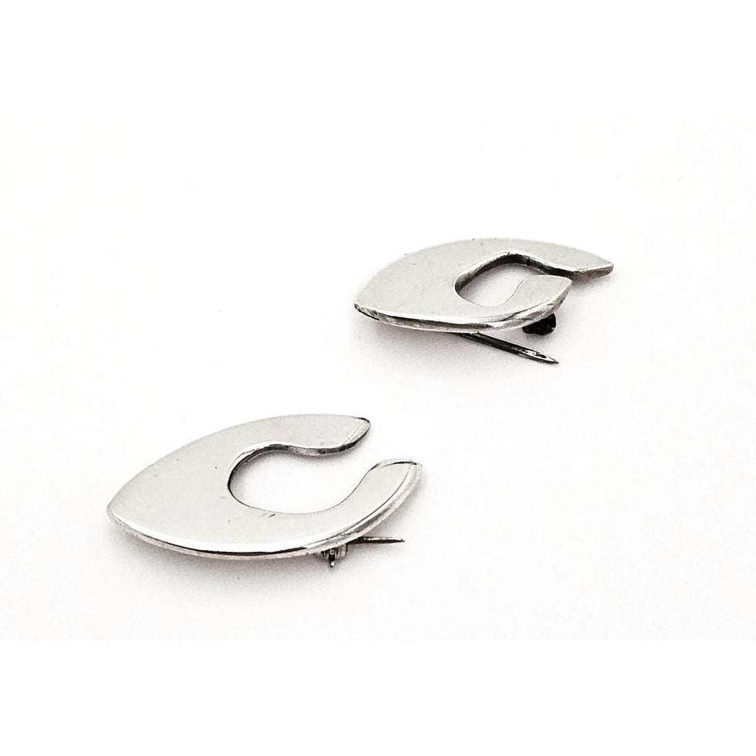 Iconic Designer Phyllis Sklar Sterling Set of 2 Modernist Brooches RARE 50/60s