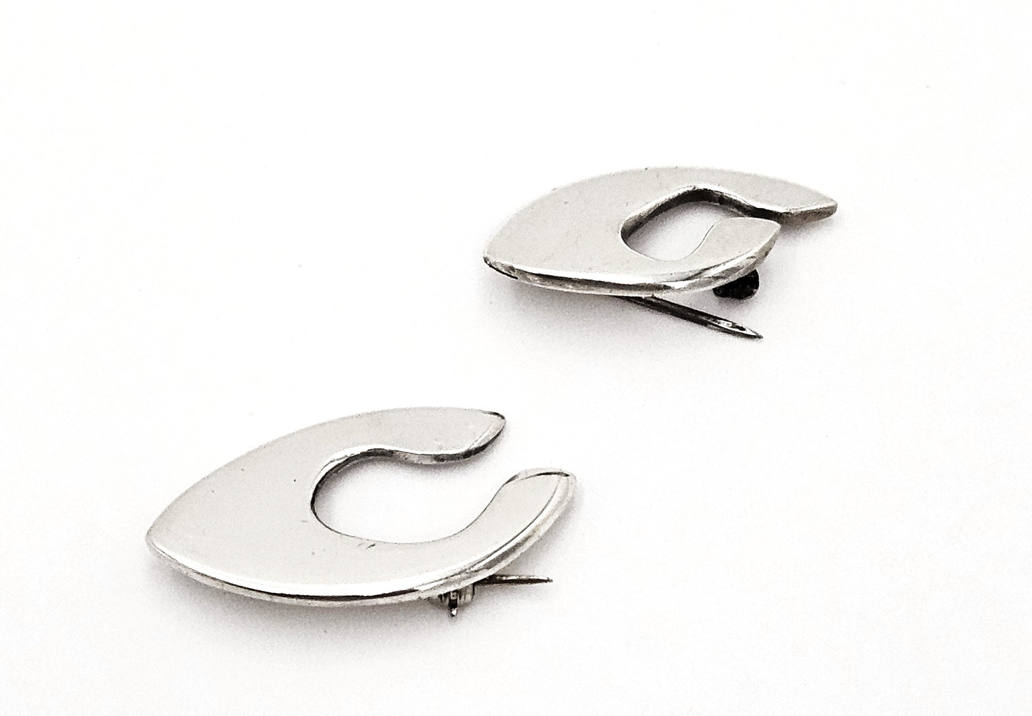 Iconic Designer Phyllis Sklar Sterling Set of 2 Modernist Brooches RARE 50/60s
