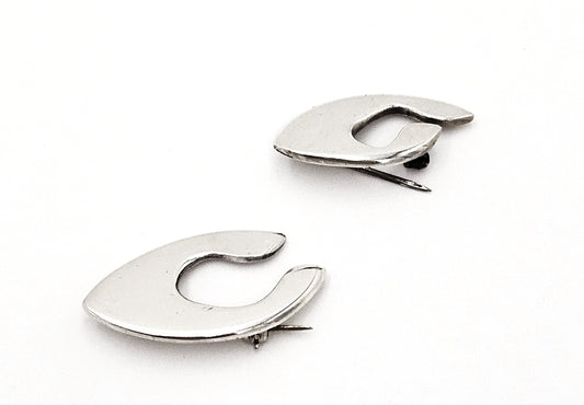 Iconic Designer Phyllis Sklar Sterling Set of 2 Modernist Brooches RARE 50/60s
