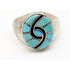 Superb Zuni Amy Quandelacy Sterling Turquoise Inlay Hummingbird Ring C. 1980s