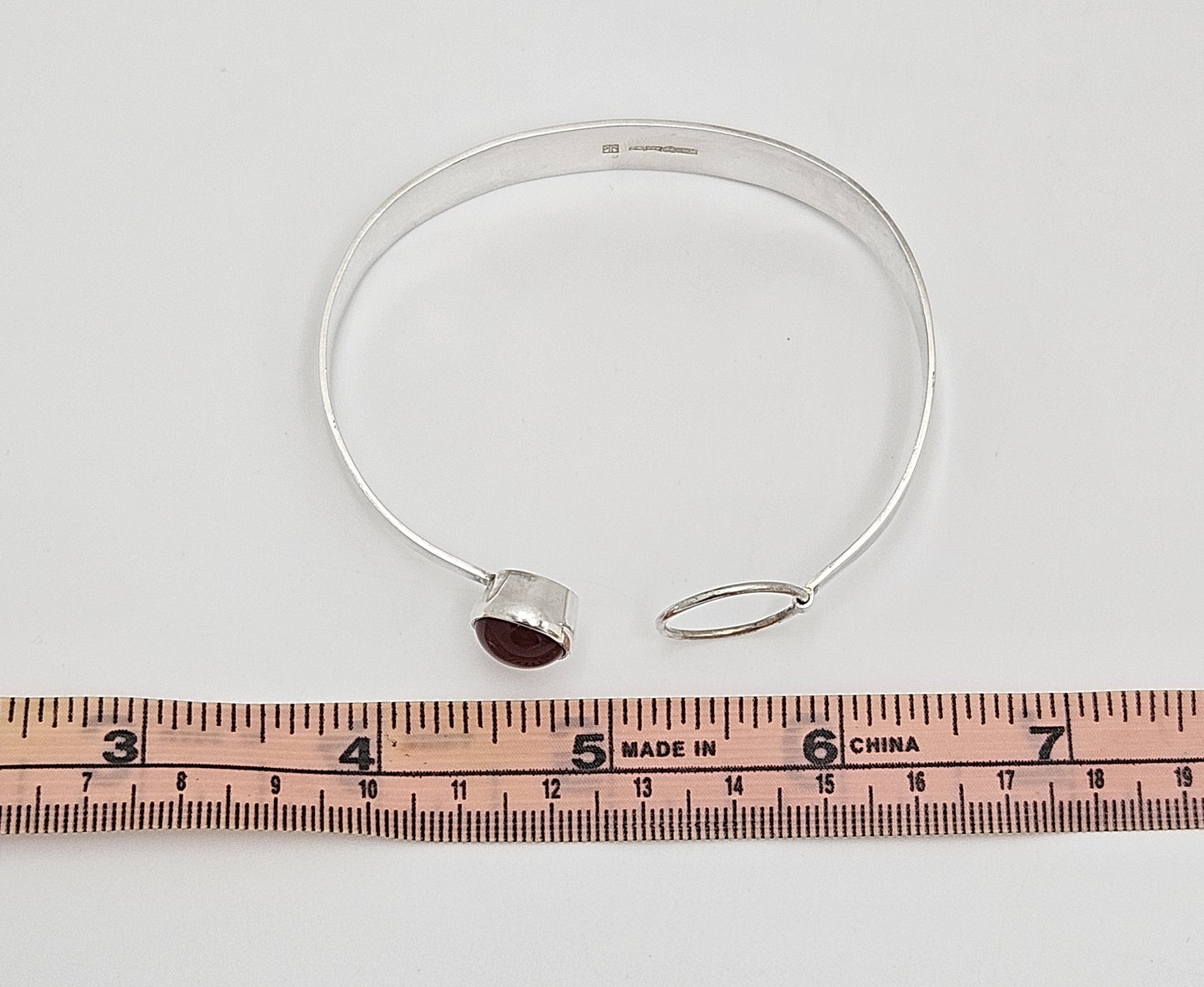 Rare Hans Berg Kaunis Koru Sterling Carnelian Modernist Bangle Bracelet 1975