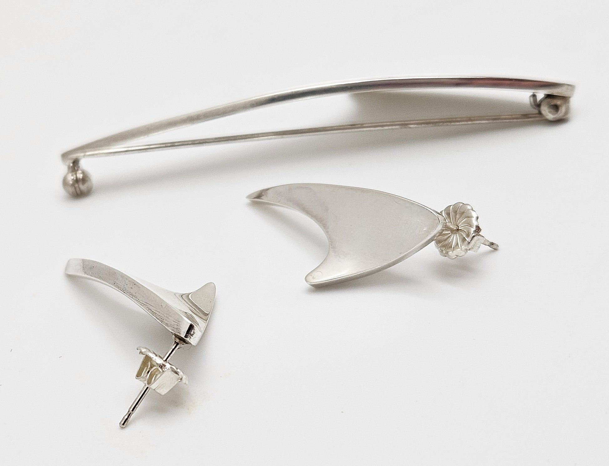 Superb Bent Knudsen Denmark Sterling Atomic Modernist Brooch & Earrings Set, alternate product view 4