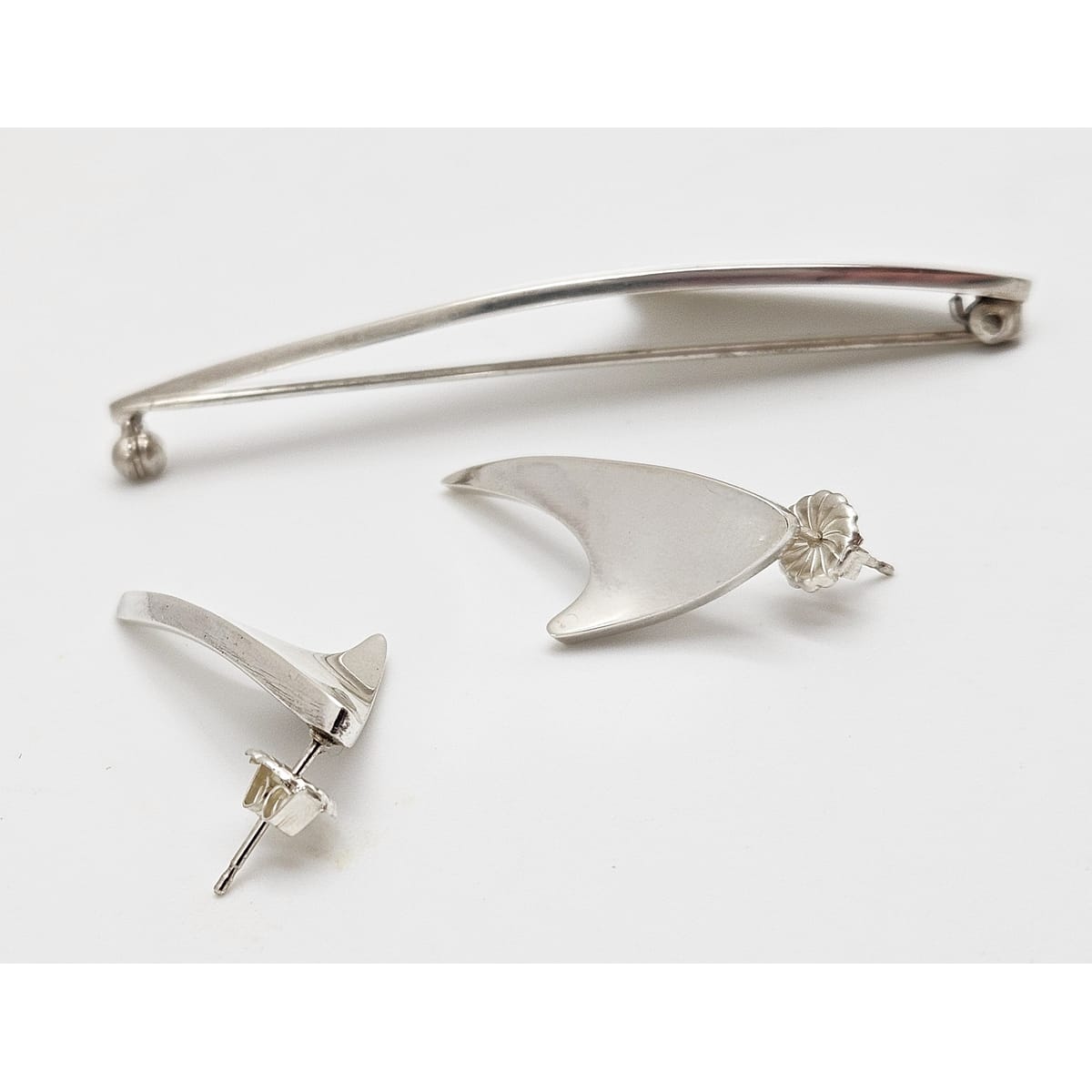 Superb Bent Knudsen Denmark Sterling Atomic Modernist Brooch &amp; Earrings Set, alternate product view 4