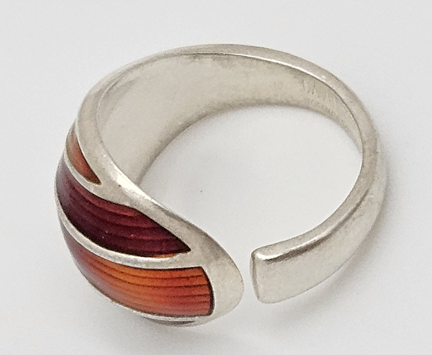 Norwegian David Andersen Sterling Reds Enamel Striped Wrap Ring Circa 40/50s, alternate product view 6
