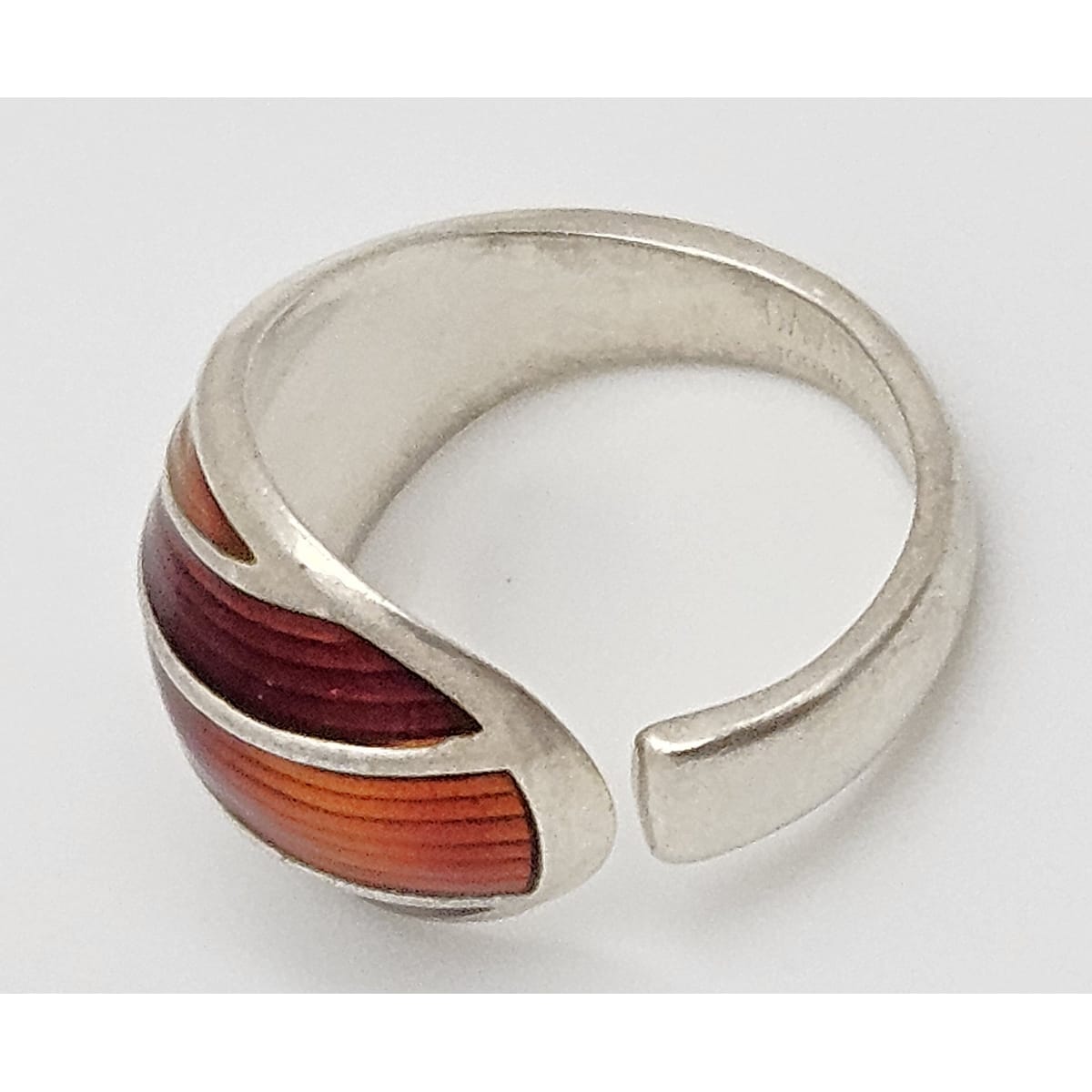 Norwegian David Andersen Sterling Reds Enamel Striped Wrap Ring Circa 40/50s, alternate product view 6