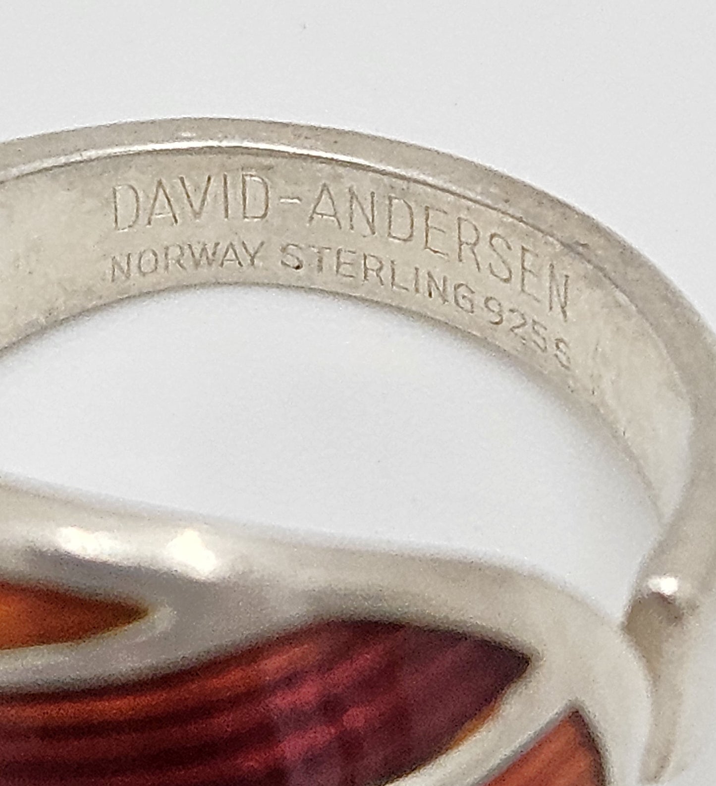 Norwegian David Andersen Sterling Reds Enamel Striped Wrap Ring Circa 40/50s, alternate product view 7