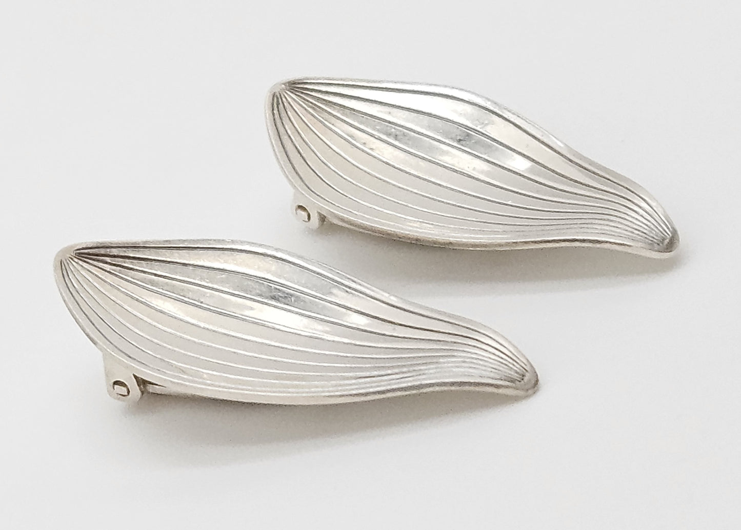 Superb Anton Michelsen Denmark Sterling Scandi Modernist Earrings 1950s, alternate product view 3