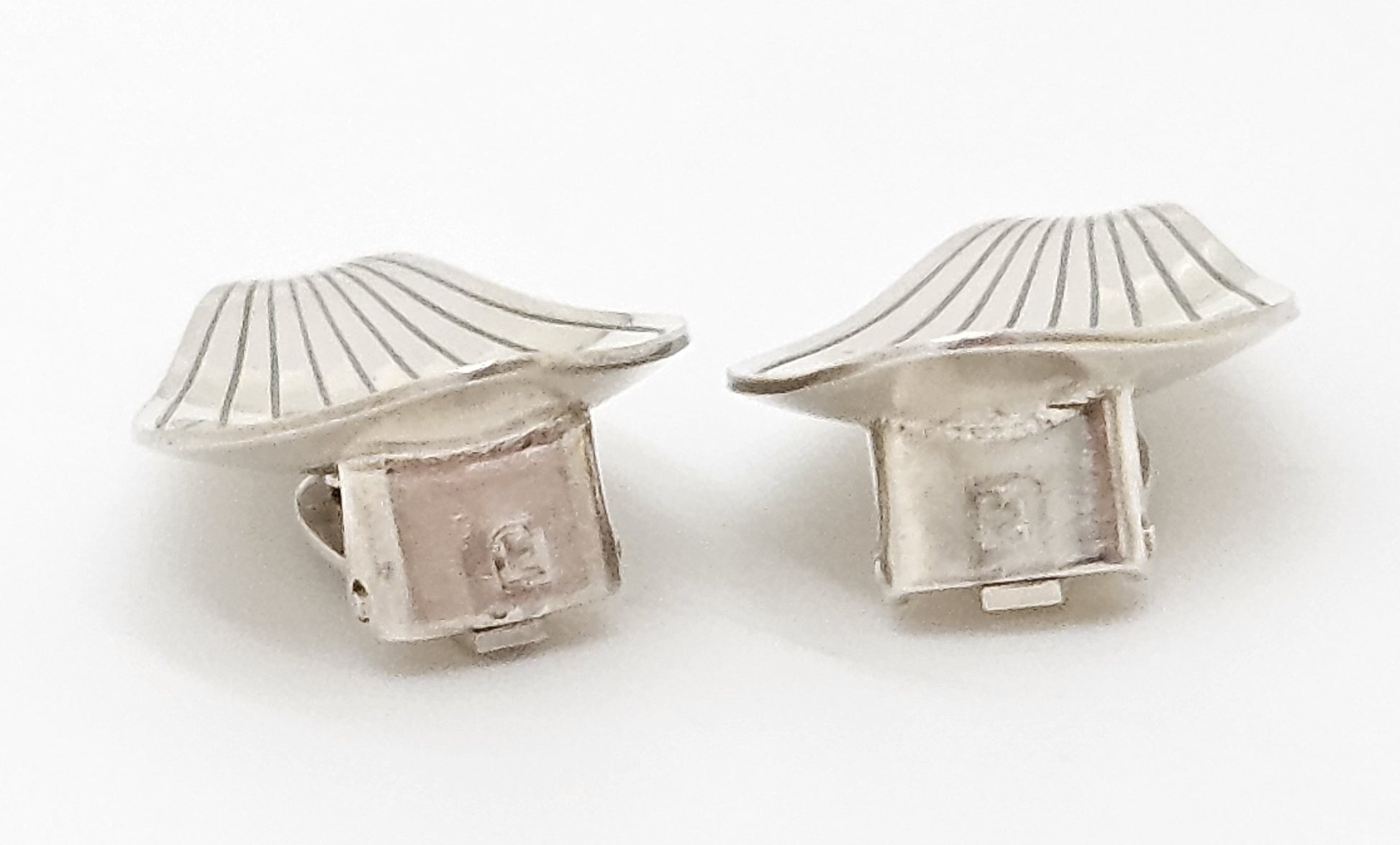 Superb Anton Michelsen Denmark Sterling Scandi Modernist Earrings 1950s, alternate product view 4