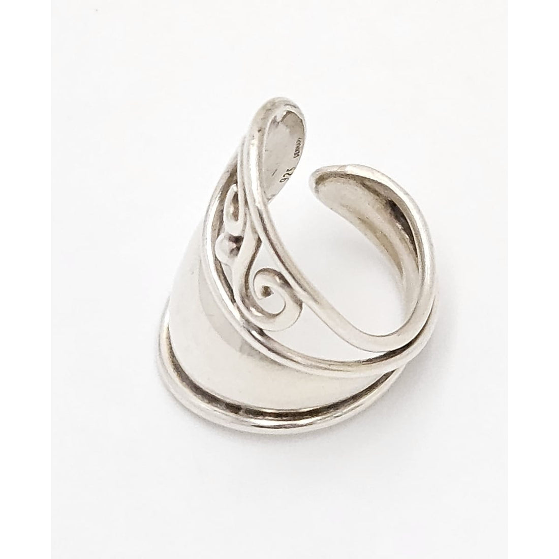 Danish Designer Janina Nielsen Abstract Mod Sterling Silver Cuff Ring C. 1980s