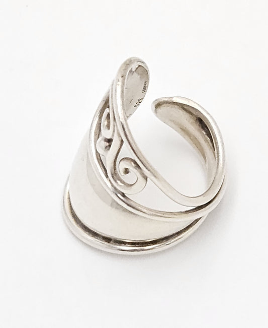 Danish Designer Janina Nielsen Abstract Mod Sterling Silver Cuff Ring C. 1980s
