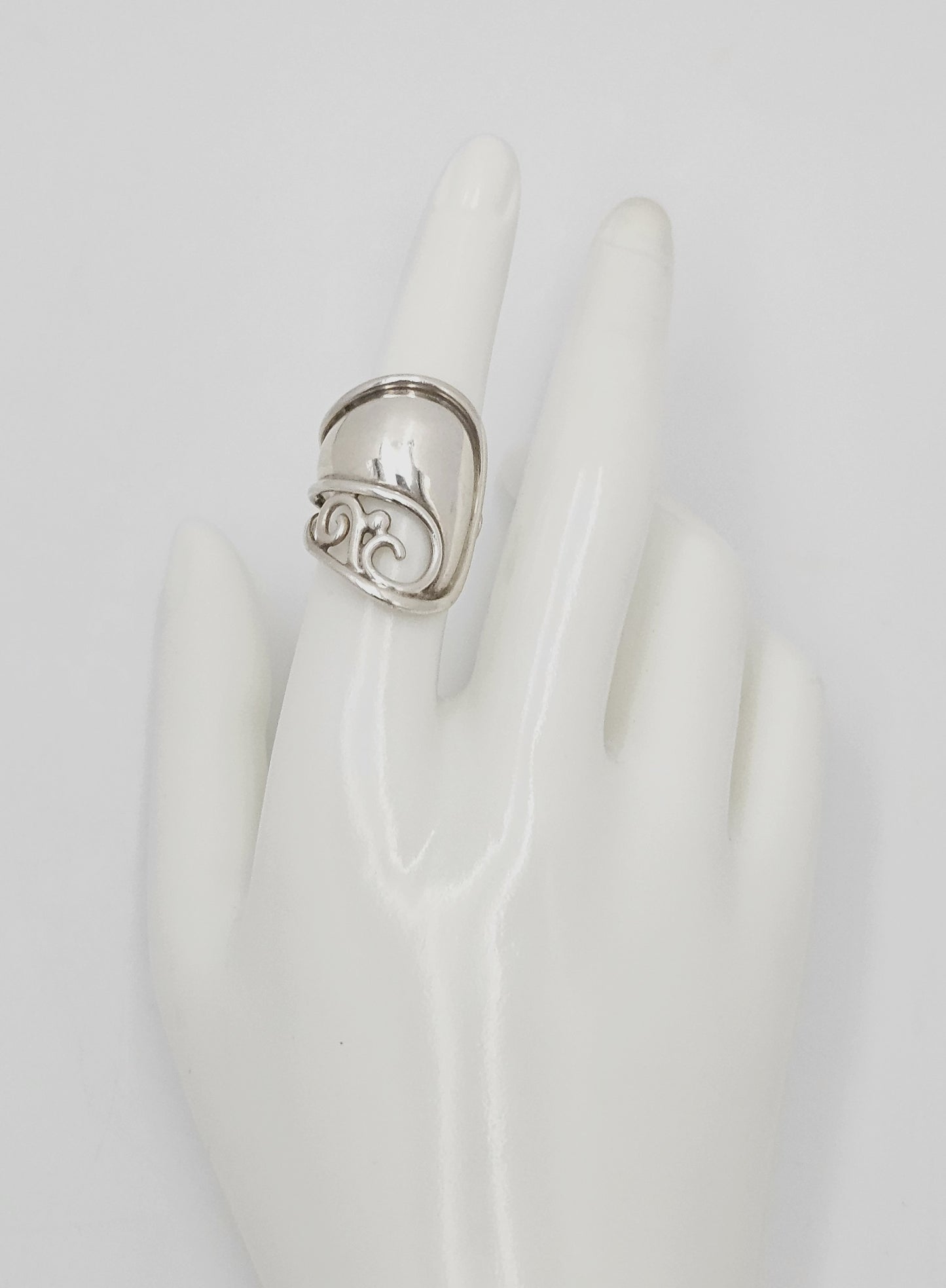 Danish Designer Janina Nielsen Abstract Mod Sterling Silver Cuff Ring C. 1980s, alternate product view 3
