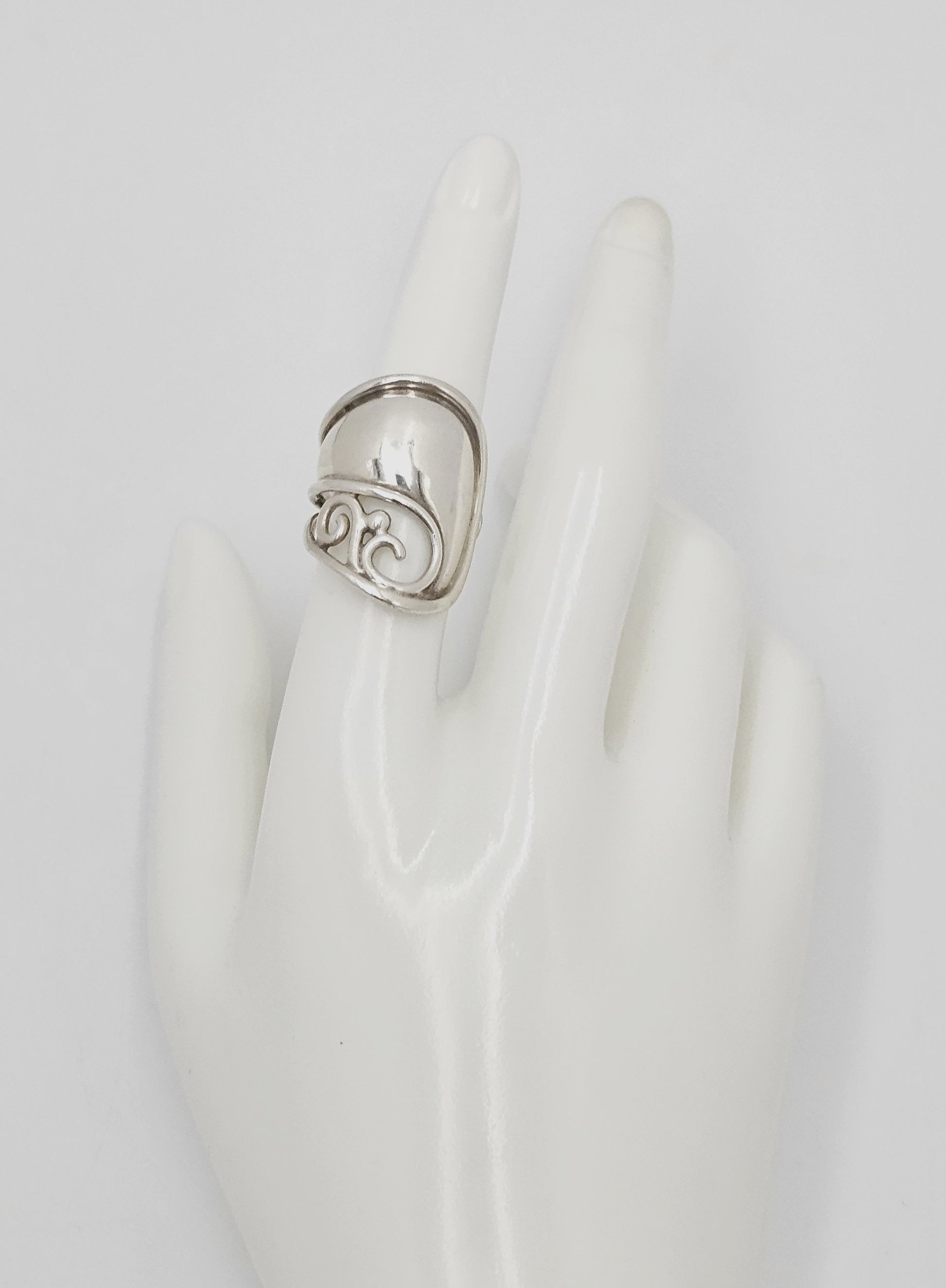 Danish Designer Janina Nielsen Abstract Mod Sterling Silver Cuff Ring C. 1980s, alternate product view 3