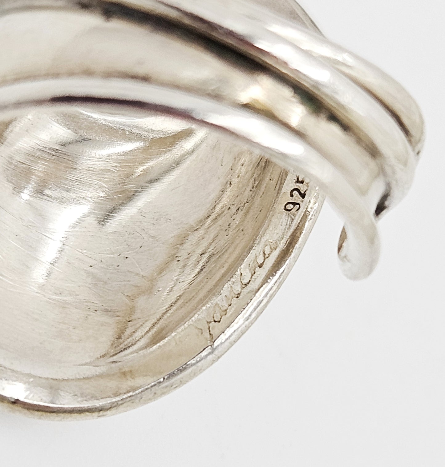 Danish Designer Janina Nielsen Abstract Mod Sterling Silver Cuff Ring C. 1980s, alternate product view 4