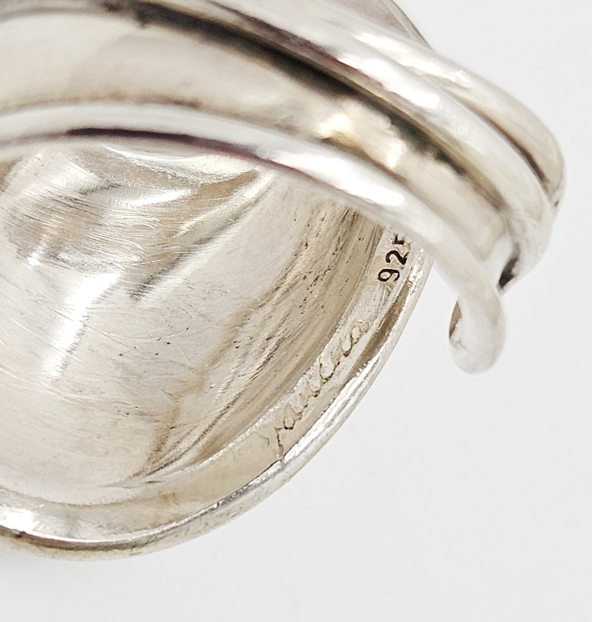 Danish Designer Janina Nielsen Abstract Mod Sterling Silver Cuff Ring C. 1980s, alternate product view 4