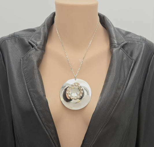 Rare Owe Johansson Sweden Finland Sterling XL Statement Necklace 1960/70s, alternate product view 2