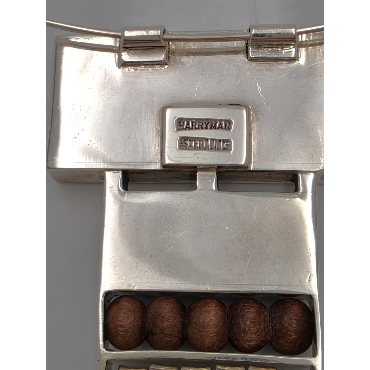 US Designer Keith Harryman Sterling Stone Wood Modernist Pendant Necklace, alternate product view 10
