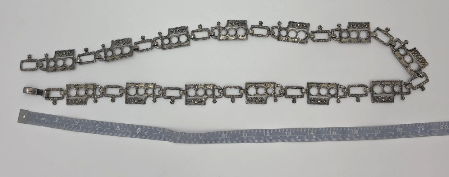 Superb Guy Vidal Abstract Brutalist Links SP Pewter Belt or XL Necklace 60/70s, alternate product view 10