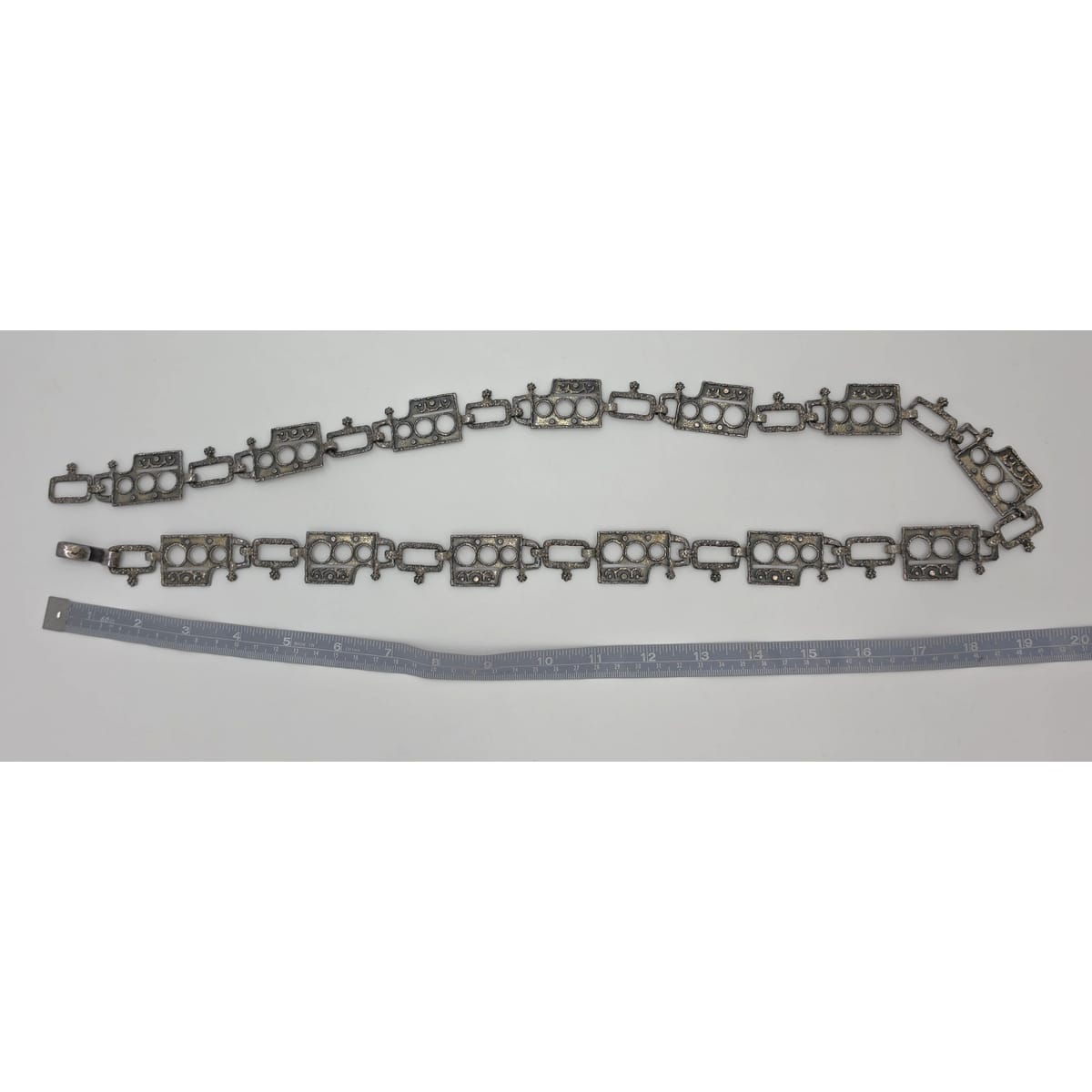 Superb Guy Vidal Abstract Brutalist Links SP Pewter Belt or XL Necklace 60/70s, alternate product view 10