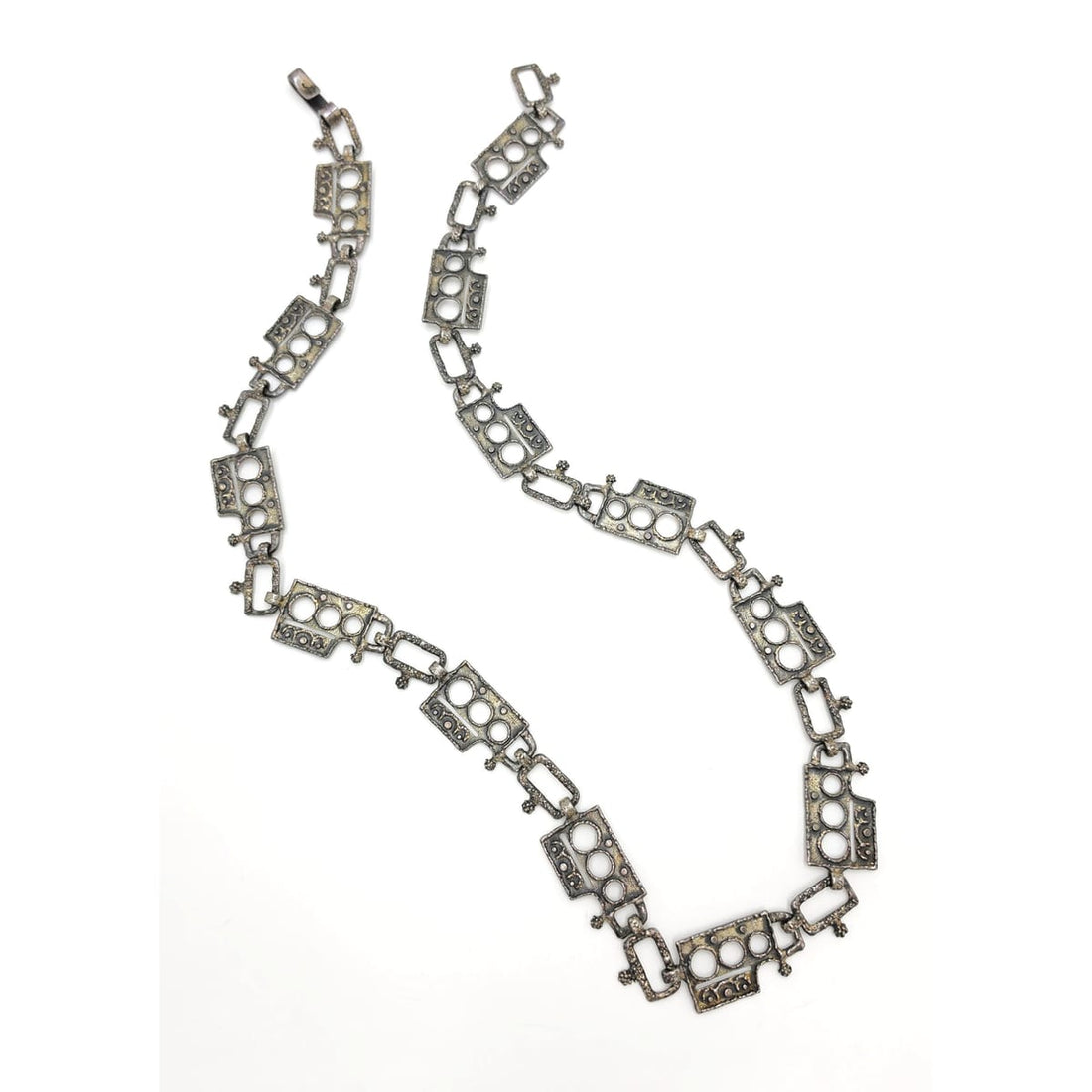 Superb Guy Vidal Abstract Brutalist Links SP Pewter Belt or XL Necklace 60/70s