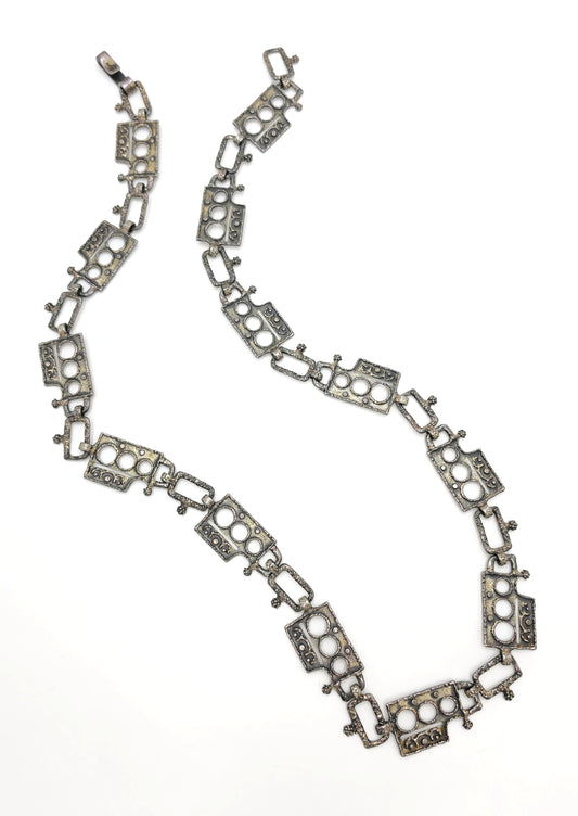 Superb Guy Vidal Abstract Brutalist Links SP Pewter Belt or XL Necklace 60/70s