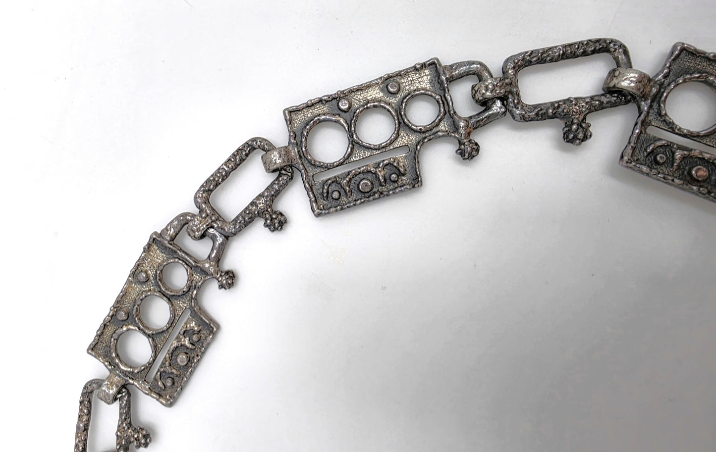 Superb Guy Vidal Abstract Brutalist Links SP Pewter Belt or XL Necklace 60/70s, alternate product view 6