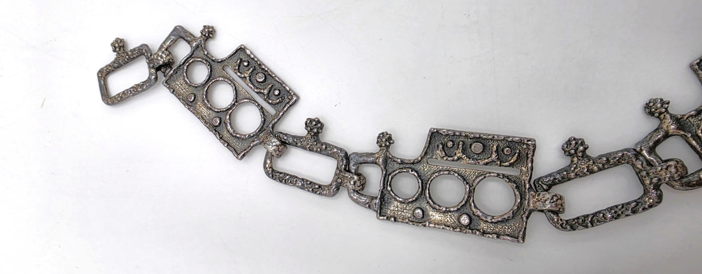 Superb Guy Vidal Abstract Brutalist Links SP Pewter Belt or XL Necklace 60/70s, alternate product view 7